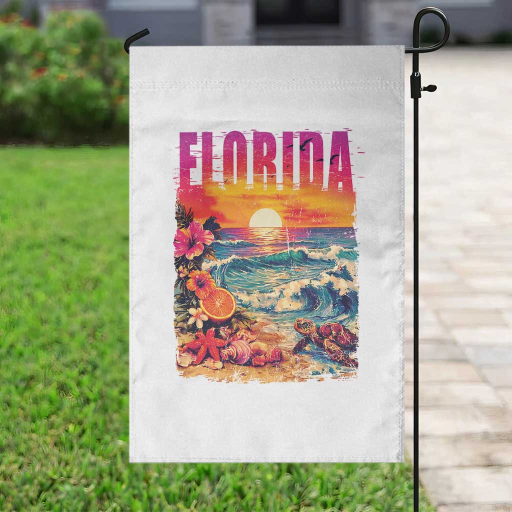 Retro Florida Beach Garden Flag Summer Vacation Gift