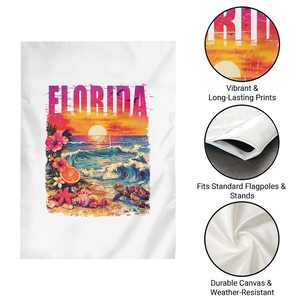 Retro Florida Beach Garden Flag Summer Vacation Gift