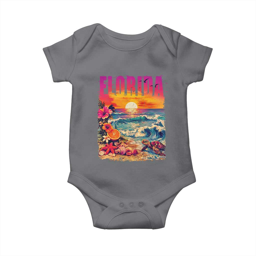 Retro Florida Beach Baby Onesie Summer Vacation Gift TS12 Charcoal Print Your Wear