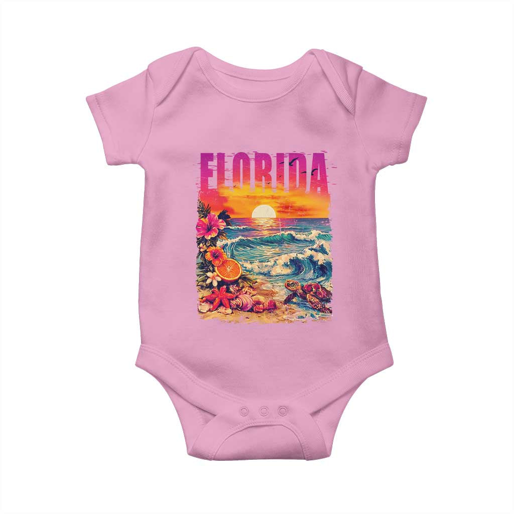 Retro Florida Beach Baby Onesie Summer Vacation Gift TS12 Light Pink Print Your Wear