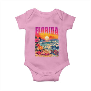Retro Florida Beach Baby Onesie Summer Vacation Gift TS12 Light Pink Print Your Wear