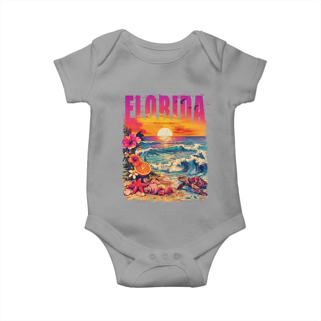 Retro Florida Beach Baby Onesie Summer Vacation Gift TS12 Sport Gray Print Your Wear