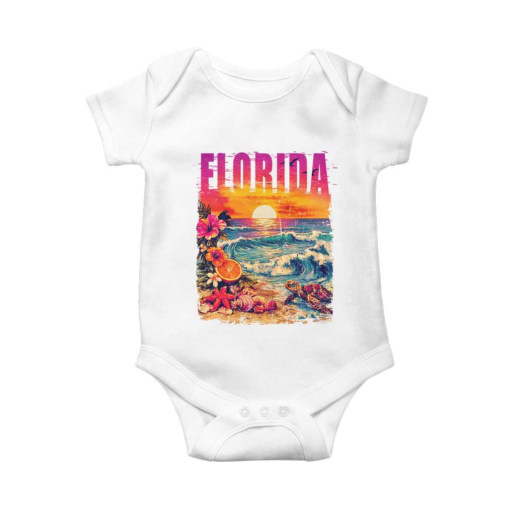 Retro Florida Beach Baby Onesie Summer Vacation Gift TS12 White Print Your Wear