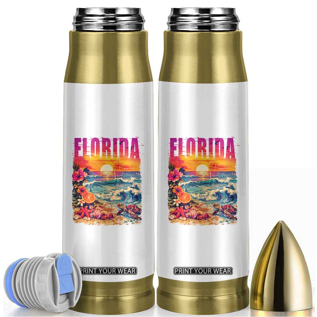 Retro Florida Beach Bullet Tumbler Summer Vacation Gift TS12 White Print Your Wear