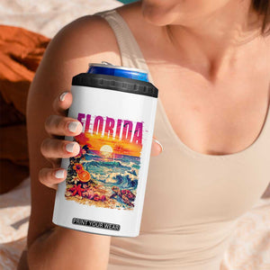 Retro Florida Beach 4 in 1 Can Cooler Tumbler Summer Vacation Gift