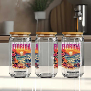 Retro Florida Beach Glass Can Summer Vacation Gift