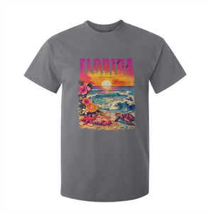 Retro Florida Beach T Shirt For Kid Summer Vacation Gift TS12 Charcoal Print Your Wear