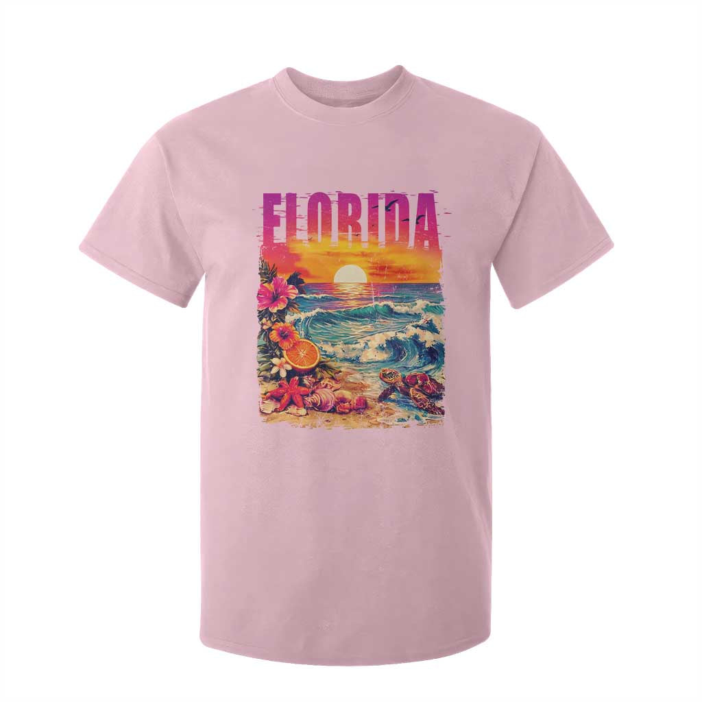 Retro Florida Beach T Shirt For Kid Summer Vacation Gift TS12 Light Pink Print Your Wear