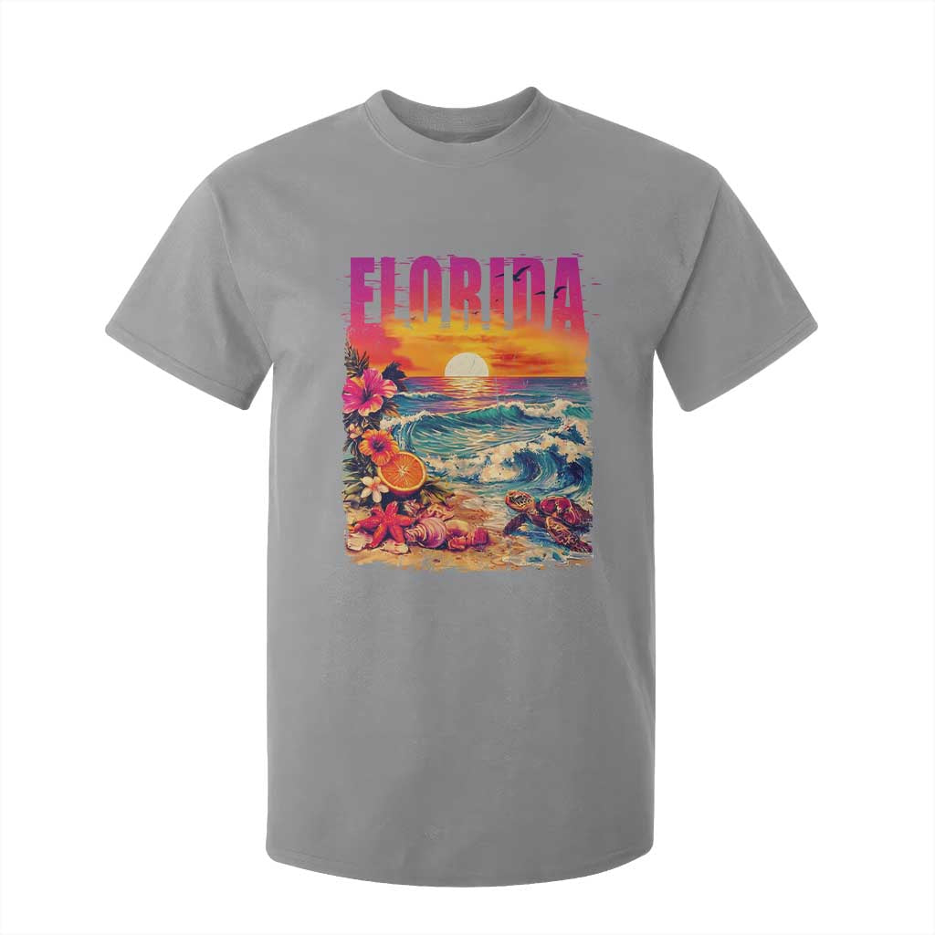 Retro Florida Beach T Shirt For Kid Summer Vacation Gift TS12 Sport Gray Print Your Wear