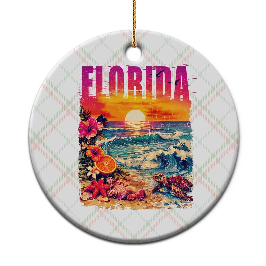 Retro Florida Beach Ceramic Ornament Summer Vacation Gift