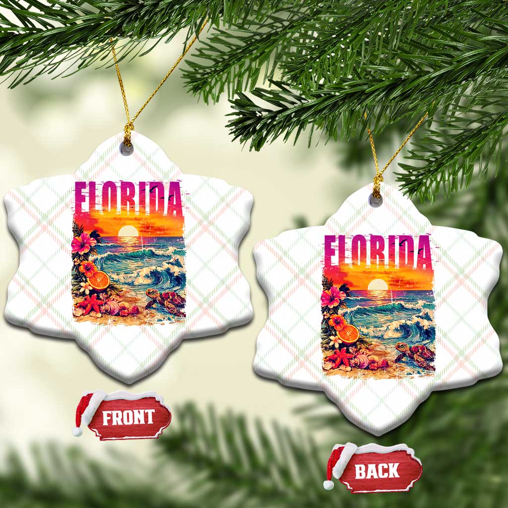 Retro Florida Beach Ceramic Ornament Summer Vacation Gift
