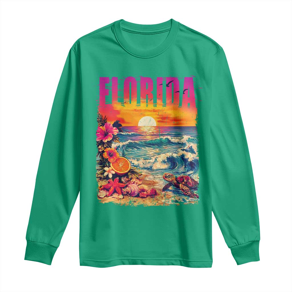Retro Florida Beach Long Sleeve Shirt Summer Vacation Gift TS12 Irish Green Print Your Wear