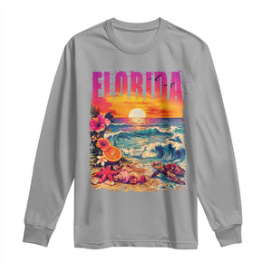 Retro Florida Beach Long Sleeve Shirt Summer Vacation Gift TS12 Sport Gray Print Your Wear