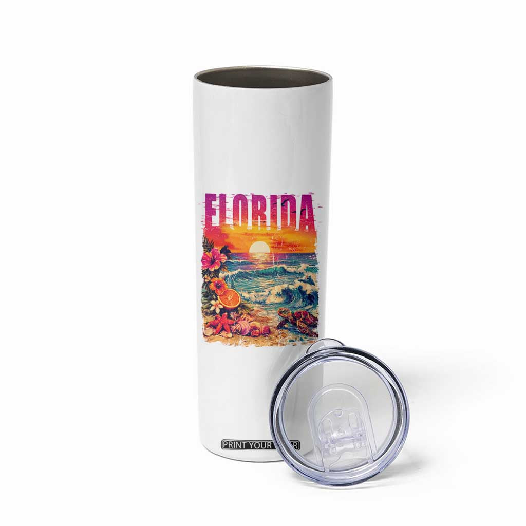 Retro Florida Beach Skinny Tumbler Summer Vacation Gift TS12 Print Your Wear