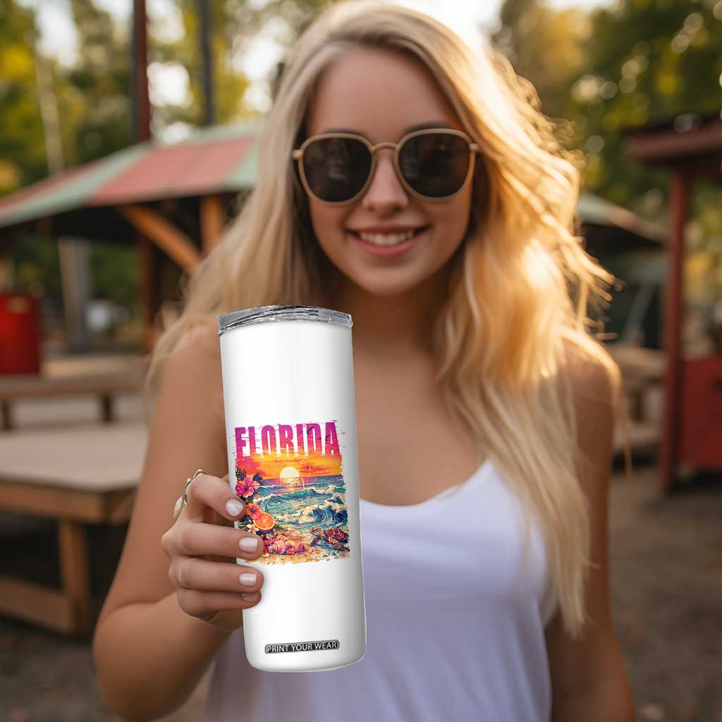Retro Florida Beach Skinny Tumbler Summer Vacation Gift TS12 Print Your Wear