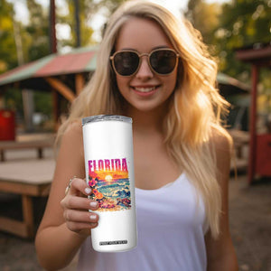Retro Florida Beach Skinny Tumbler Summer Vacation Gift TS12 Print Your Wear
