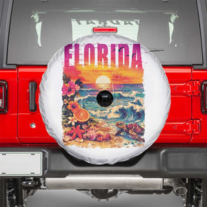 Retro Florida Beach Spare Tire Cover Summer Vacation Gift TS12 White Print Your Wear