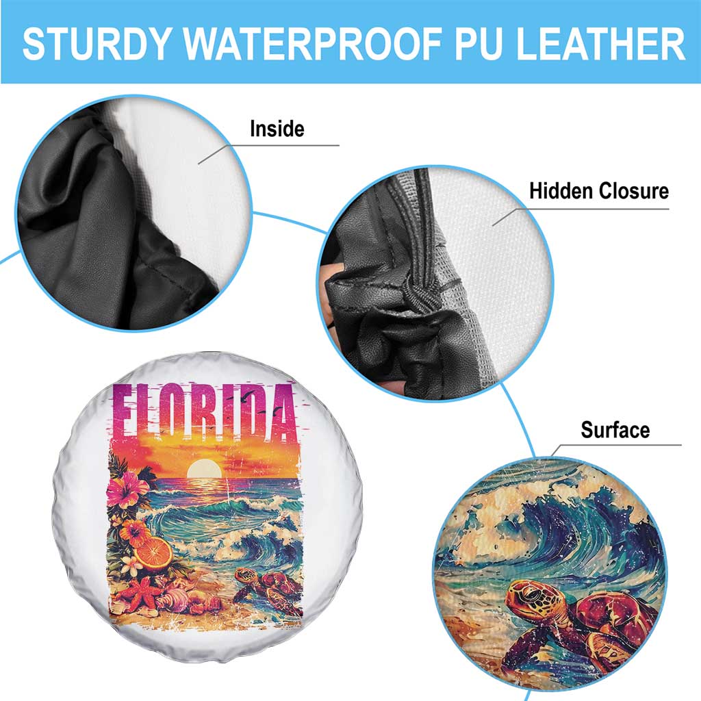 Retro Florida Beach Spare Tire Cover Summer Vacation Gift TS12 Print Your Wear