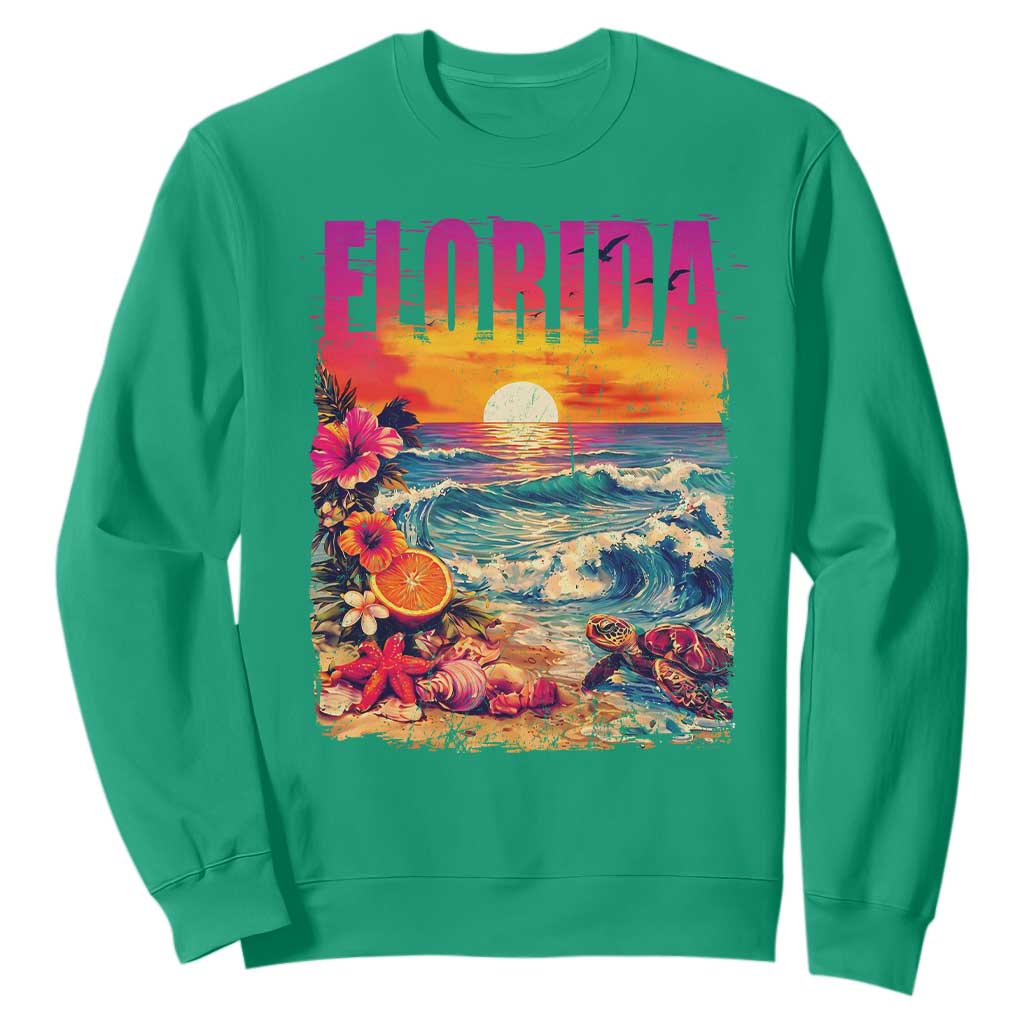 Retro Florida Beach Sweatshirt Summer Vacation Gift