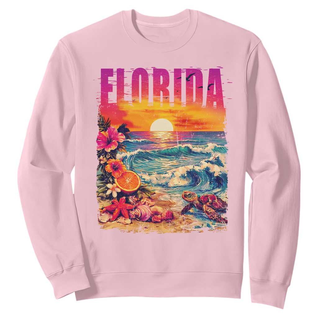 Retro Florida Beach Sweatshirt Summer Vacation Gift