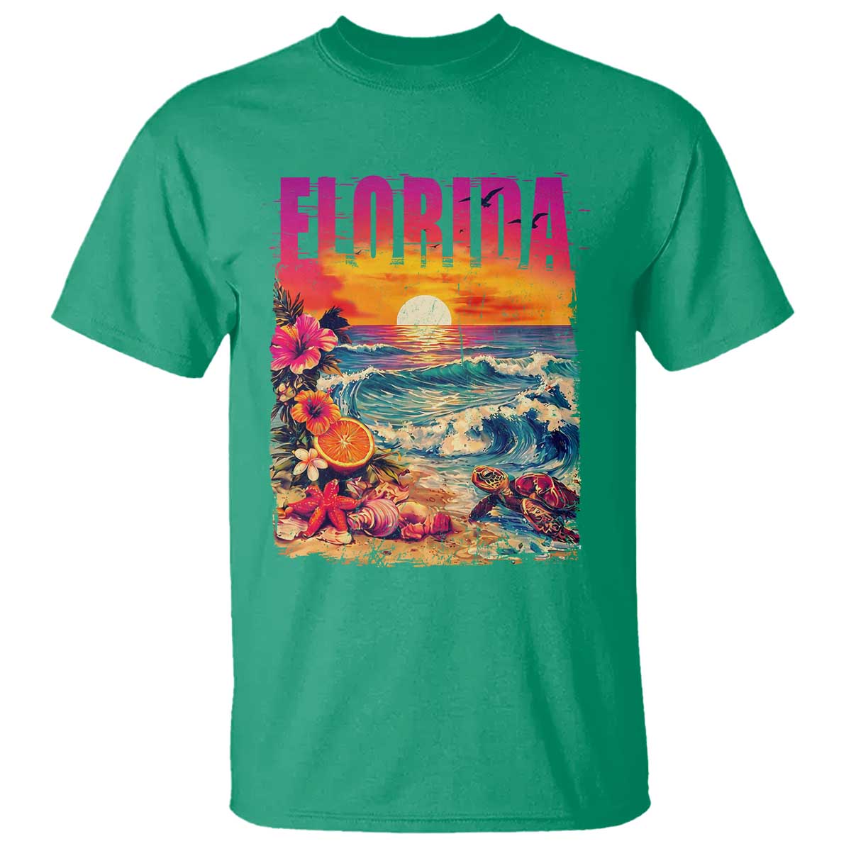 Retro Florida Beach T Shirt Summer Vacation Gift TS12 Irish Green Print Your Wear