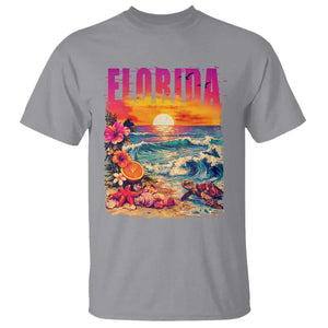 Retro Florida Beach T Shirt Summer Vacation Gift TS12 Sport Gray Print Your Wear