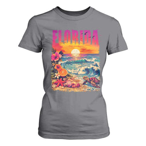 Retro Florida Beach T Shirt For Women Summer Vacation Gift TS12 Charcoal Print Your Wear