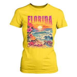 Retro Florida Beach T Shirt For Women Summer Vacation Gift TS12 Daisy Print Your Wear