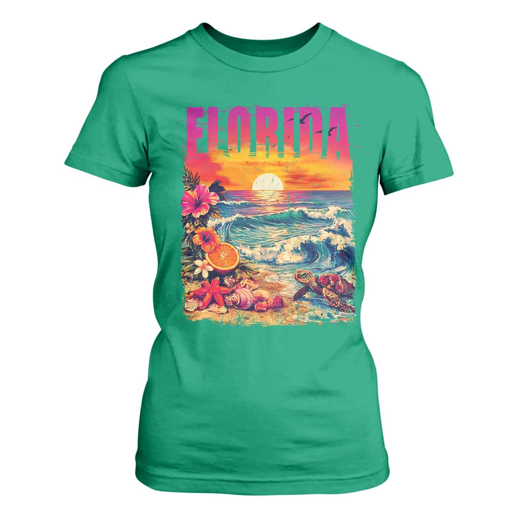 Retro Florida Beach T Shirt For Women Summer Vacation Gift TS12 Irish Green Print Your Wear