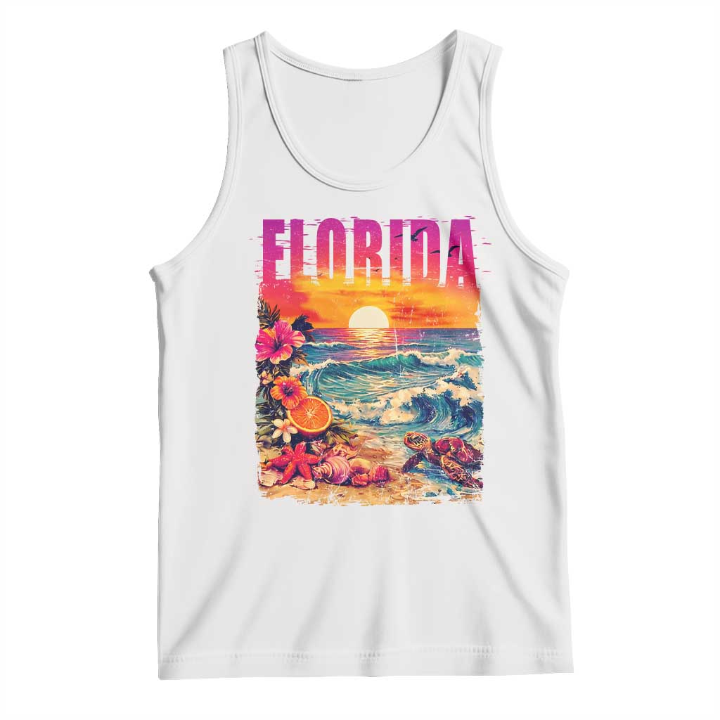Retro Florida Beach Tank Top Summer Vacation Gift TS12 White Print Your Wear