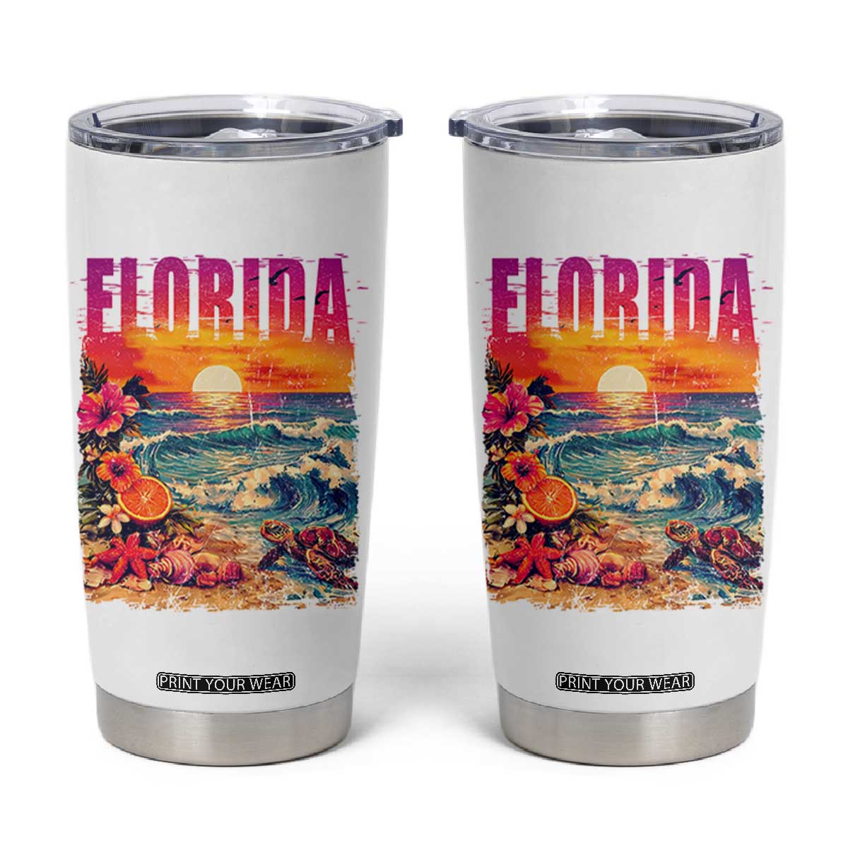 Retro Florida Beach Tumbler Cup Summer Vacation Gift