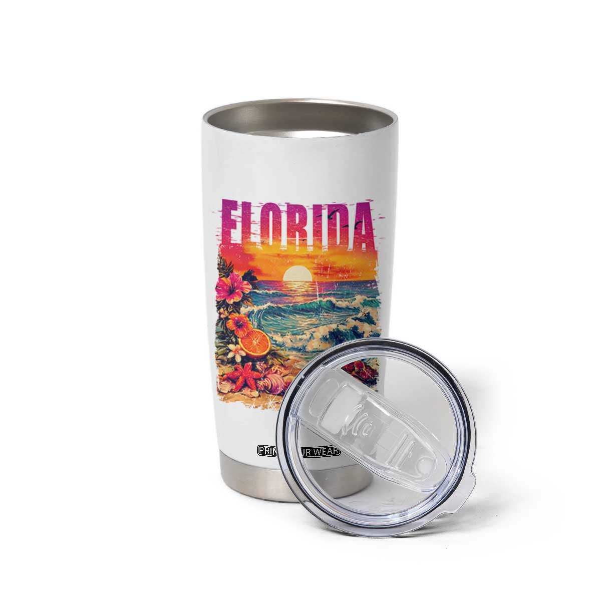 Retro Florida Beach Tumbler Cup Summer Vacation Gift