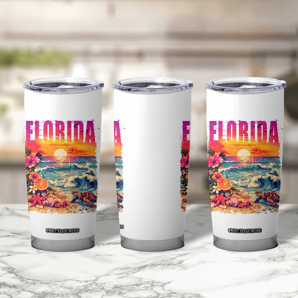 Retro Florida Beach Tumbler Cup Summer Vacation Gift