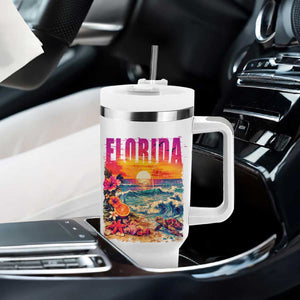 Retro Florida Beach Tumbler With Handle Summer Vacation Gift