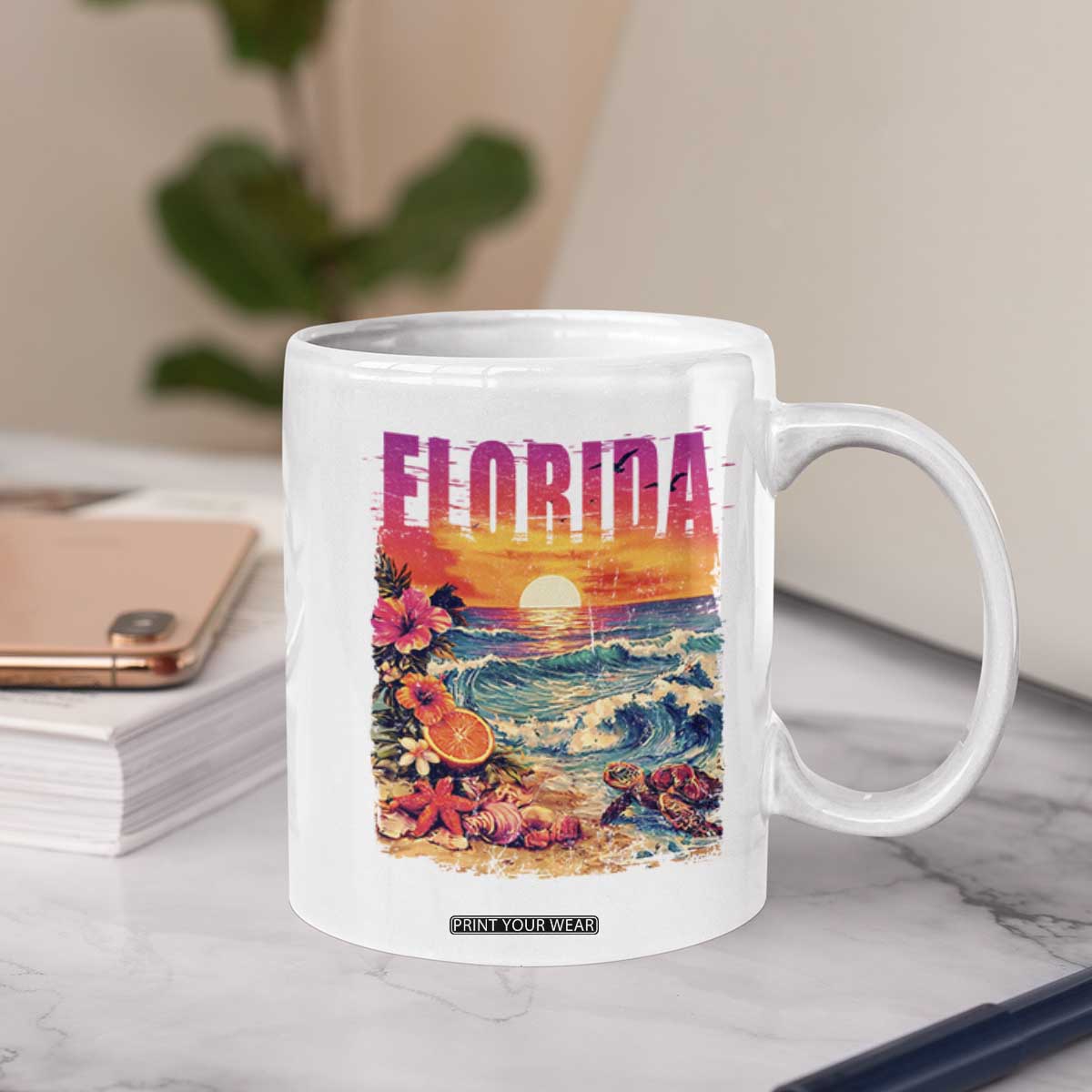 Retro Florida Beach Coffee Mug Summer Vacation Gift