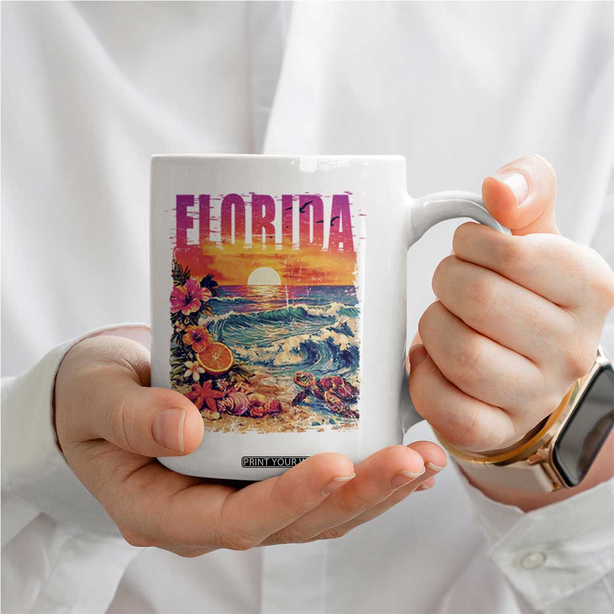 Retro Florida Beach Coffee Mug Summer Vacation Gift