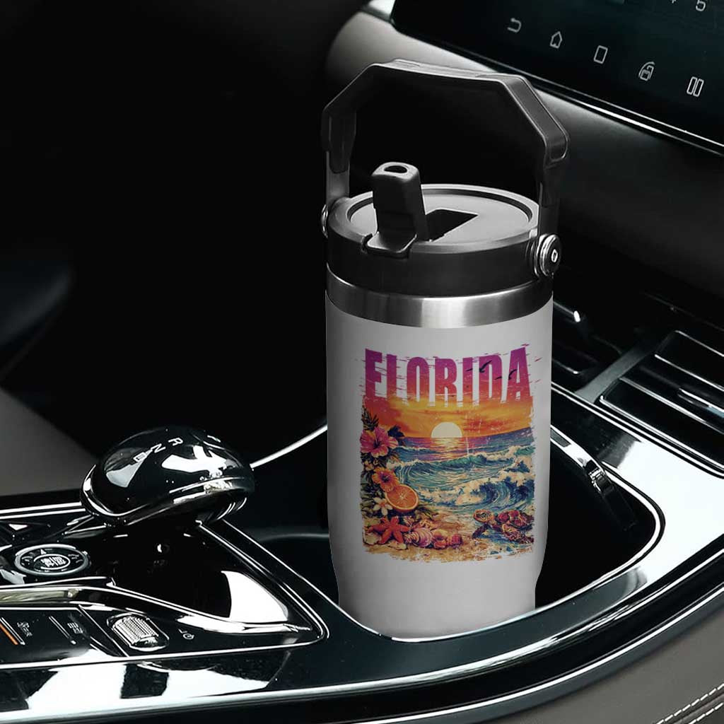 Retro Florida Beach Flip Straw Tumbler Summer Vacation Gift TS12 Print Your Wear