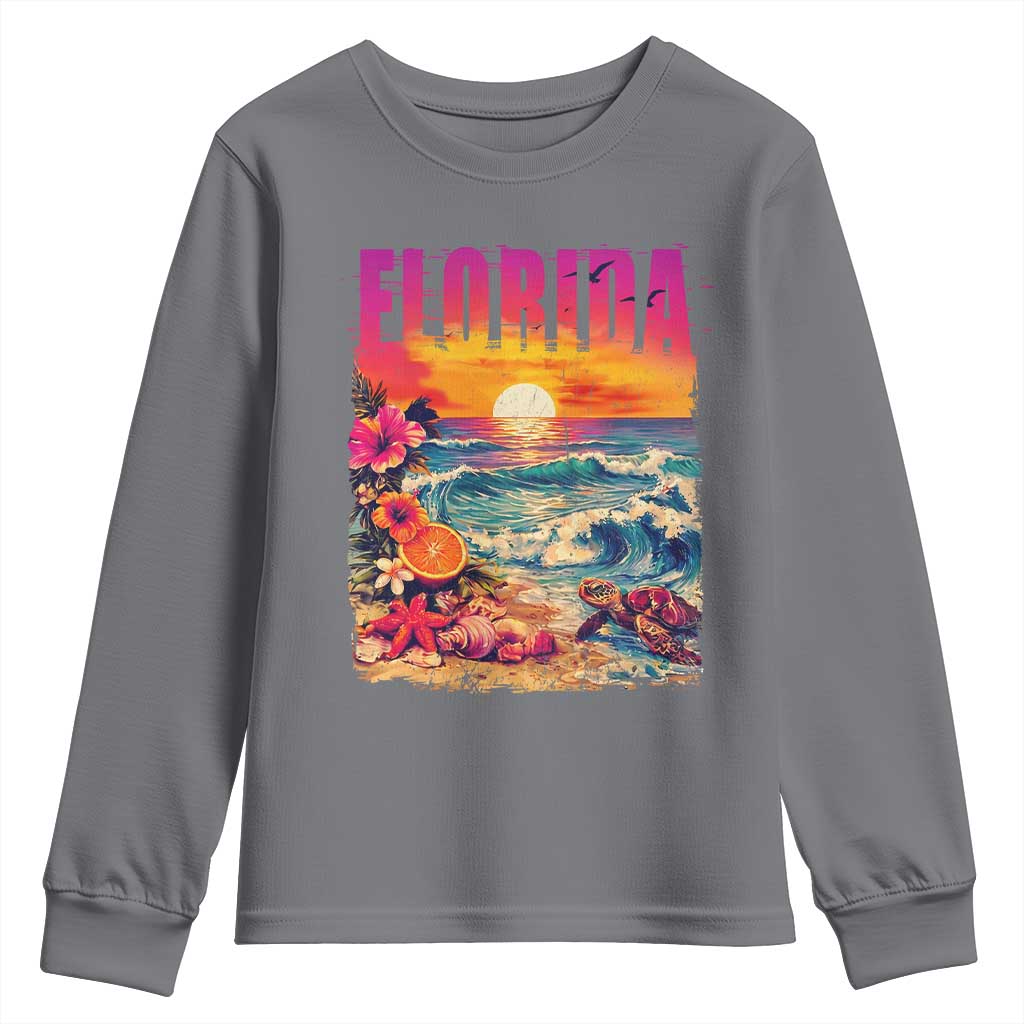 Retro Florida Beach Youth Sweatshirt Summer Vacation Gift