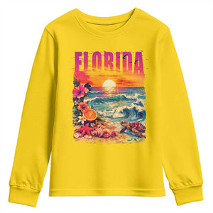 Retro Florida Beach Youth Sweatshirt Summer Vacation Gift