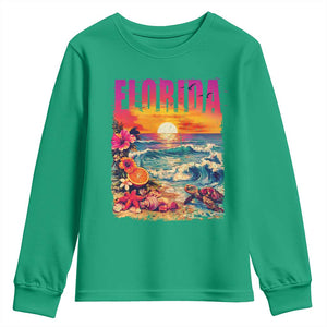 Retro Florida Beach Youth Sweatshirt Summer Vacation Gift