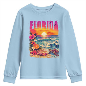 Retro Florida Beach Youth Sweatshirt Summer Vacation Gift