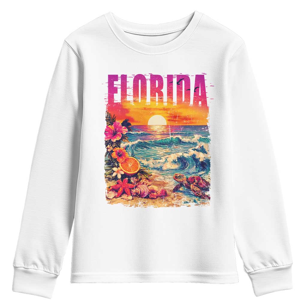 Retro Florida Beach Youth Sweatshirt Summer Vacation Gift