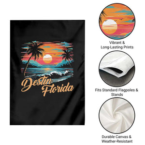 Destin Florida Beach Garden Flag Retro Sunset Palm Tree Graphic TS12 Print Your Wear
