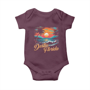 Destin Florida Beach Baby Onesie Retro Sunset Palm Tree Graphic TS12 Maroon Print Your Wear