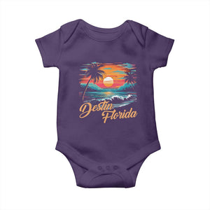 Destin Florida Beach Baby Onesie Retro Sunset Palm Tree Graphic TS12 Purple Print Your Wear