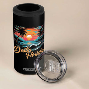Destin Florida Beach 4 in 1 Can Cooler Tumbler Retro Sunset Palm Tree Graphic TS12 Print Your Wear