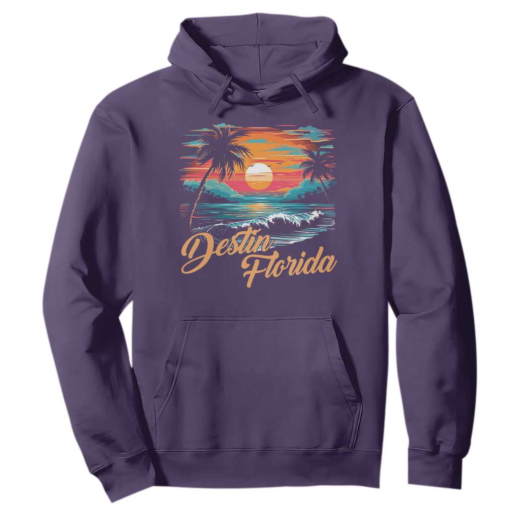 Destin Florida Beach Hoodie Retro Sunset Palm Tree Graphic