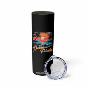 Destin Florida Beach Skinny Tumbler Retro Sunset Palm Tree Graphic TS12 Print Your Wear