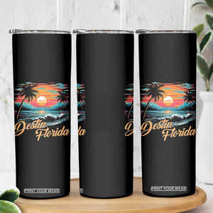 Destin Florida Beach Skinny Tumbler Retro Sunset Palm Tree Graphic TS12 Print Your Wear