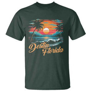 Destin Florida Beach T Shirt Retro Sunset Palm Tree Graphic